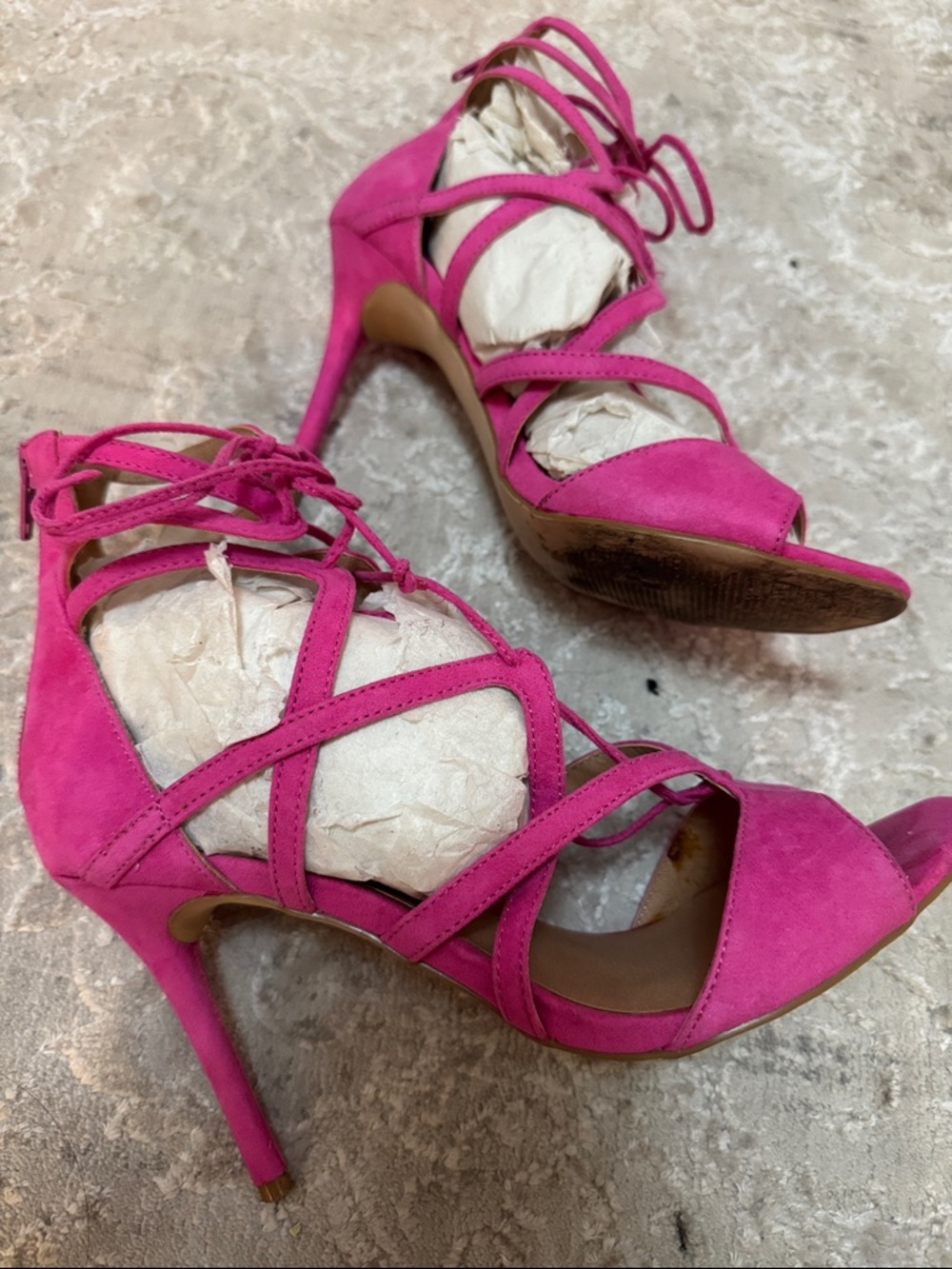 Women's Fuchsia Strappy High Heel Sandals